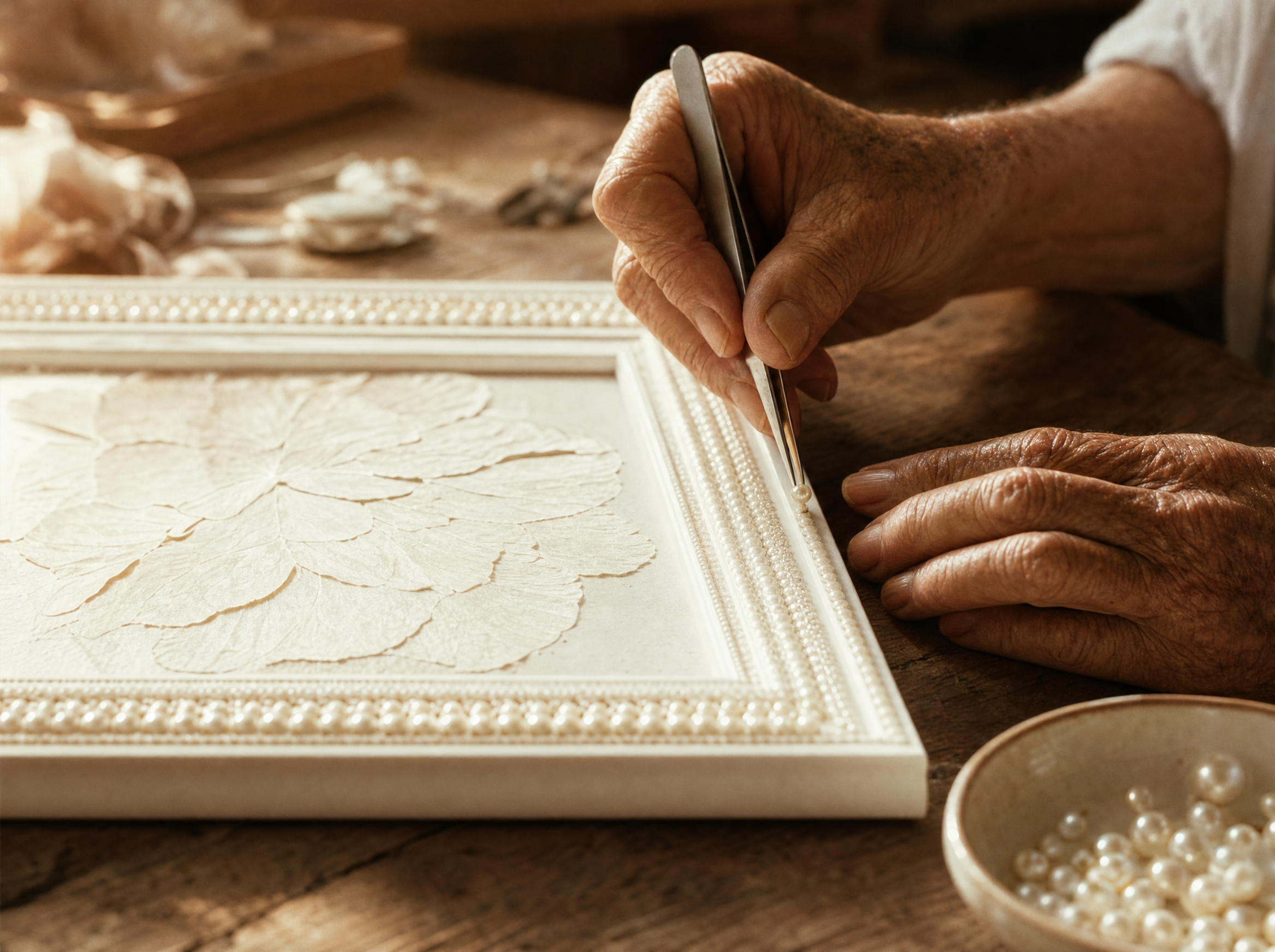 Cilene trabalhando no atelier